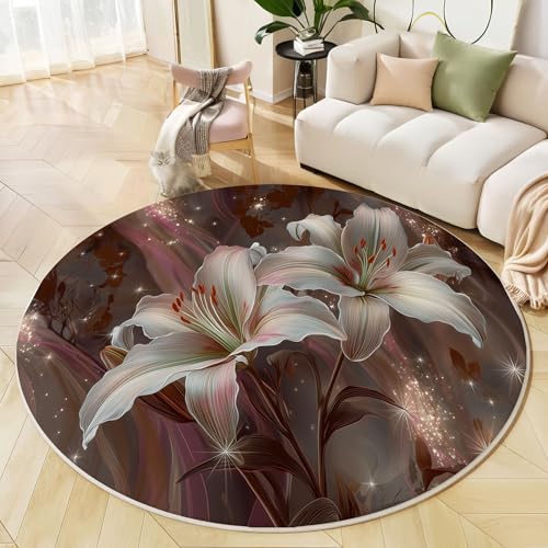 JEDTAKCT 3D Funkelnde Lilie Teppich Rund 120 cm rutschfest Teppiche Wohnzimmer, Abstrakter Wirbel Waschbar Teppiche Kurzflor Weich Runder Teppich Rostbraun for Schlafzimmer Studie Heimbüro JEDTAKCT 3D Funkelnde Lilie Teppich Rund 120 cm rutschfest Teppiche Wohnzimmer, Abstrakter Wirbel Waschbar Teppiche Kurzflor Weich Runder Teppich Rostbraun for Schlafzimmer Studie Heimbüro von JEDTAKCT