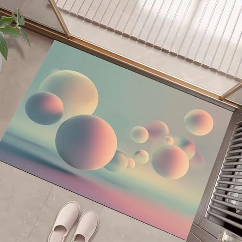 JEDTAKCT 3D Sphärische Geometrie Fussmatte Teppich 60X90Cm, Wohnzimmerteppich Schlafzimmerteppich, Hellrosa Waschbarer Fußmatte, Moderne Kunst Rutschfester Teppich Für Küche Flur Esszimmer von JEDTAKCT