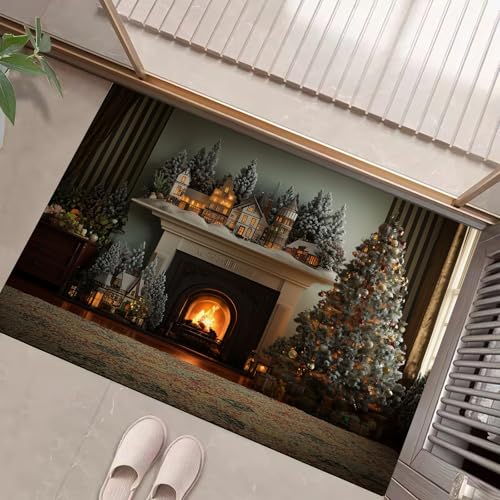 JEDTAKCT 3D Weihnachtsbaum Fussmatte Teppich 80X120Cm, Wohnzimmerteppich Schlafzimmerteppich, Braun Waschbarer Fußmatte, Retro Kamin Rutschfester Teppich Für Küche Flur Esszimmer JEDTAKCT 3D Weihnachtsbaum Fussmatte Teppich 80X120Cm, Wohnzimmerteppich Schlafzimmerteppich, Braun Waschbarer Fußmatte, Retro Kamin Rutschfester Teppich Für Küche Flur Esszimmer von JEDTAKCT