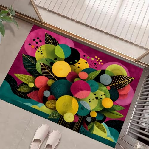 JEDTAKCT Abstrakte Blumen Fussmatte Teppich 90X150Cm, Wohnzimmerteppich Schlafzimmerteppich, Fuchsie Waschbarer Fußmatte, Geometrische Pflanzen Rutschfester Teppich Für Küche Flur Esszimmer JEDTAKCT Abstrakte Blumen Fussmatte Teppich 90X150Cm, Wohnzimmerteppich Schlafzimmerteppich, Fuchsie Waschbarer Fußmatte, Geometrische Pflanzen Rutschfester Teppich Für Küche Flur Esszimmer von JEDTAKCT