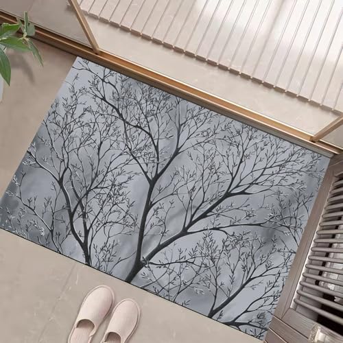 JEDTAKCT Anthrazitgrau Waschbarer Teppich Astwald Muster 90X150Cm Einfache Pflanzen Eingangsbereich Modern Fußmatte Badezimmerteppich Weich rutschfest Kleiner Kurzflor Bad Schlafzimmer JEDTAKCT Anthrazitgrau Waschbarer Teppich Astwald Muster 90X150Cm Einfache Pflanzen Eingangsbereich Modern Fußmatte Badezimmerteppich Weich rutschfest Kleiner Kurzflor Bad Schlafzimmer von JEDTAKCT