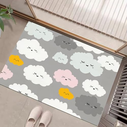 JEDTAKCT Anthrazitgrau Waschbarer Teppich Süße Wolken Muster 50X80Cm Lustige Illustrationen Eingangsbereich Modern Fußmatte Badezimmerteppich Weich rutschfest Kleiner Kurzflor Bad Schlafzimmer JEDTAKCT Anthrazitgrau Waschbarer Teppich Süße Wolken Muster 50X80Cm Lustige Illustrationen Eingangsbereich Modern Fußmatte Badezimmerteppich Weich rutschfest Kleiner Kurzflor Bad Schlafzimmer von JEDTAKCT