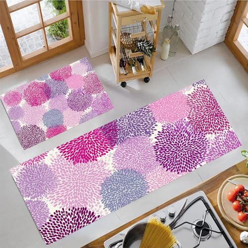 JEDTAKCT Aquarell Chrysantheme Küchenteppich Sets 2 Stück Flur Läufer Abstrakte Pflanze Muster Teppichläufer Magenta Küchenläufer Teppiche rutschfest Waschbar Für Bettvorleger 50X80Cm+50X150Cm JEDTAKCT Aquarell Chrysantheme Küchenteppich Sets 2 Stück Flur Läufer Abstrakte Pflanze Muster Teppichläufer Magenta Küchenläufer Teppiche rutschfest Waschbar Für Bettvorleger 50X80Cm+50X150Cm von JEDTAKCT