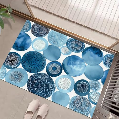 JEDTAKCT Aquarell Polka Dots Fußmatte Teppich Traditionelle Geometrische Kurzflor Fussmatte Indigo Türmatte rutschfest Waschbarer Retro Teppich Für Esszimmer Flur Eingangsbereich Fußabtreter 50X80Cm JEDTAKCT Aquarell Polka Dots Fußmatte Teppich Traditionelle Geometrische Kurzflor Fussmatte Indigo Türmatte rutschfest Waschbarer Retro Teppich Für Esszimmer Flur Eingangsbereich Fußabtreter 50X80Cm von JEDTAKCT