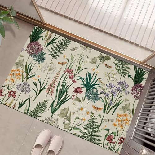 JEDTAKCT Beige Waschbarer Teppich Blumen Farne Muster 50X80Cm Botanische Illustrationen Eingangsbereich Modern Fußmatte Badezimmerteppich Weich rutschfest Kleiner Kurzflor Bad Schlafzimmer JEDTAKCT Beige Waschbarer Teppich Blumen Farne Muster 50X80Cm Botanische Illustrationen Eingangsbereich Modern Fußmatte Badezimmerteppich Weich rutschfest Kleiner Kurzflor Bad Schlafzimmer von JEDTAKCT