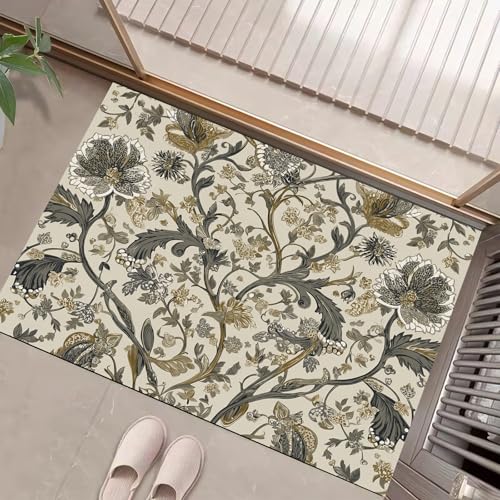 JEDTAKCT Beige Waschbarer Teppich Blumen Im Leopardenmuster Muster 60X90Cm Retro-Pflanzen Eingangsbereich Modern Fußmatte Badezimmerteppich Weich rutschfest Kleiner Kurzflor Bad Schlafzimmer JEDTAKCT Beige Waschbarer Teppich Blumen Im Leopardenmuster Muster 60X90Cm Retro-Pflanzen Eingangsbereich Modern Fußmatte Badezimmerteppich Weich rutschfest Kleiner Kurzflor Bad Schlafzimmer von JEDTAKCT