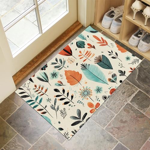 JEDTAKCT Beige Waschbarer Teppich Cartoon-Blätter Muster 80X120Cm Böhmische Pflanzen Eingangsbereich Modern Fußmatte Badezimmerteppich Weich rutschfest Kleiner Kurzflor Bad Schlafzimmer JEDTAKCT Beige Waschbarer Teppich Cartoon-Blätter Muster 80X120Cm Böhmische Pflanzen Eingangsbereich Modern Fußmatte Badezimmerteppich Weich rutschfest Kleiner Kurzflor Bad Schlafzimmer von JEDTAKCT