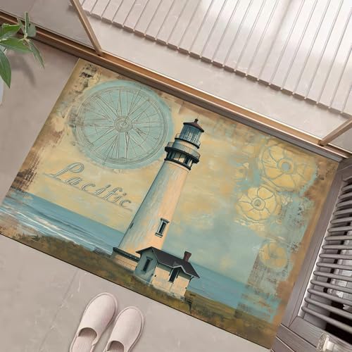 JEDTAKCT Beige Waschbarer Teppich Insel Leuchtturm Muster 50X80Cm Retro Nautisch Eingangsbereich Modern Fußmatte Badezimmerteppich Weich rutschfest Kleiner Kurzflor Bad Schlafzimmer JEDTAKCT Beige Waschbarer Teppich Insel Leuchtturm Muster 50X80Cm Retro Nautisch Eingangsbereich Modern Fußmatte Badezimmerteppich Weich rutschfest Kleiner Kurzflor Bad Schlafzimmer von JEDTAKCT