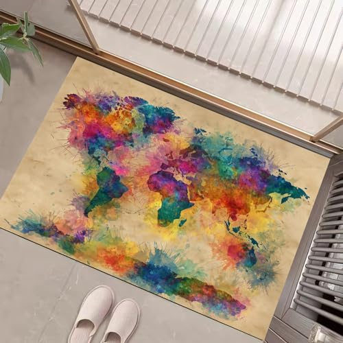JEDTAKCT Beige Waschbarer Teppich Tintenweltkarte Muster 50X80Cm Distressed Map Eingangsbereich Modern Fußmatte Badezimmerteppich Weich rutschfest Kleiner Kurzflor Bad Schlafzimmer JEDTAKCT Beige Waschbarer Teppich Tintenweltkarte Muster 50X80Cm Distressed Map Eingangsbereich Modern Fußmatte Badezimmerteppich Weich rutschfest Kleiner Kurzflor Bad Schlafzimmer von JEDTAKCT