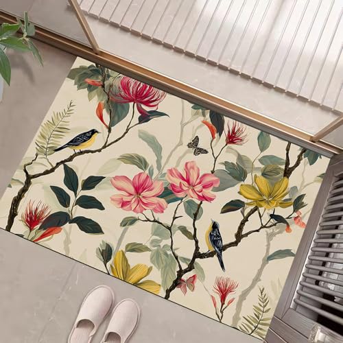 JEDTAKCT Beige Waschbarer Teppich Traditionelle Blumen Muster 50X80Cm Tierillustrationen Eingangsbereich Modern Fußmatte Badezimmerteppich Weich rutschfest Kleiner Kurzflor Bad Schlafzimmer JEDTAKCT Beige Waschbarer Teppich Traditionelle Blumen Muster 50X80Cm Tierillustrationen Eingangsbereich Modern Fußmatte Badezimmerteppich Weich rutschfest Kleiner Kurzflor Bad Schlafzimmer von JEDTAKCT