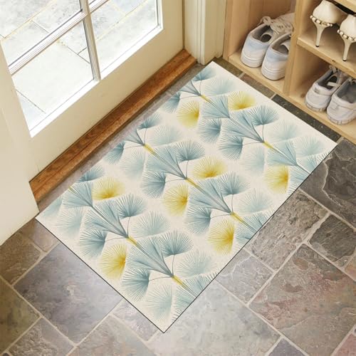 JEDTAKCT Beige Waschbarer Teppich Vintage Jakobsmuschel Muster 90X150Cm Mittelalterliche Geometrie Eingangsbereich Modern Fußmatte Badezimmerteppich Weich rutschfest Kleiner Kurzflor Bad Schlafzimmer von JEDTAKCT