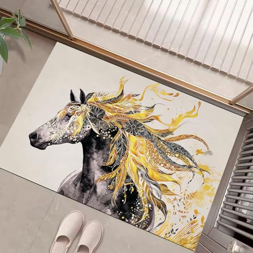 JEDTAKCT Beige Waschbarer Teppich Wunderschöne Mähne Muster 60X90Cm Aquarell Traditionelles Pferd Eingangsbereich Modern Fußmatte Badezimmerteppich Weich rutschfest Kleiner Kurzflor Bad Schlafzimmer JEDTAKCT Beige Waschbarer Teppich Wunderschöne Mähne Muster 60X90Cm Aquarell Traditionelles Pferd Eingangsbereich Modern Fußmatte Badezimmerteppich Weich rutschfest Kleiner Kurzflor Bad Schlafzimmer von JEDTAKCT
