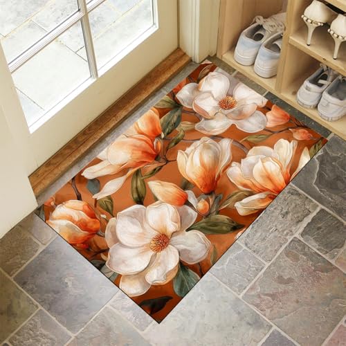 JEDTAKCT Bernstein Waschbarer Teppich Aquarell Magnolie Muster 50X80Cm Vintage Botanisch Eingangsbereich Modern Fußmatte Badezimmerteppich Weich rutschfest Kleiner Kurzflor Bad Schlafzimmer JEDTAKCT Bernstein Waschbarer Teppich Aquarell Magnolie Muster 50X80Cm Vintage Botanisch Eingangsbereich Modern Fußmatte Badezimmerteppich Weich rutschfest Kleiner Kurzflor Bad Schlafzimmer von JEDTAKCT