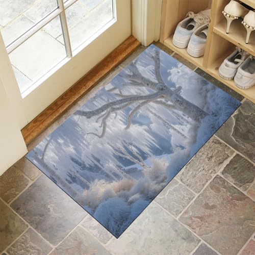 JEDTAKCT Blaugrau Waschbarer Teppich Schneewald Muster 60X90Cm Winterlandschaft Eingangsbereich Modern Fußmatte Badezimmerteppich Weich rutschfest Kleiner Kurzflor Bad Schlafzimmer JEDTAKCT Blaugrau Waschbarer Teppich Schneewald Muster 60X90Cm Winterlandschaft Eingangsbereich Modern Fußmatte Badezimmerteppich Weich rutschfest Kleiner Kurzflor Bad Schlafzimmer von JEDTAKCT