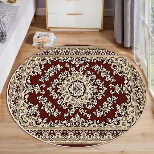JEDTAKCT Böhmisches Mandala Runder Teppiche, Waschbarer Teppich Rund 200 cm, Traditionelle Blumen Teppich Klein, Weich Kurzflor rutschfest, Rostbraun Teppiche Schlafzimmer Wohnzimmer Kinderzimmer JEDTAKCT Böhmisches Mandala Runder Teppiche, Waschbarer Teppich Rund 200 cm, Traditionelle Blumen Teppich Klein, Weich Kurzflor rutschfest, Rostbraun Teppiche Schlafzimmer Wohnzimmer Kinderzimmer von JEDTAKCT