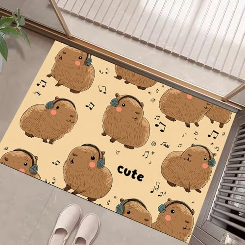 JEDTAKCT Braun Waschbarer Teppich Niedliches Capybara Muster 50X80Cm Musiknote Tier Eingangsbereich Modern Fußmatte Badezimmerteppich Weich rutschfest Kleiner Kurzflor Bad Schlafzimmer JEDTAKCT Braun Waschbarer Teppich Niedliches Capybara Muster 50X80Cm Musiknote Tier Eingangsbereich Modern Fußmatte Badezimmerteppich Weich rutschfest Kleiner Kurzflor Bad Schlafzimmer von JEDTAKCT
