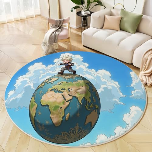JEDTAKCT Cartoon Erde Teppich Rund 160 cm rutschfest Teppiche Wohnzimmer, Spiel Poster Waschbar Teppiche Kurzflor Weich Runder Teppich Himmelblau for Schlafzimmer Studie Heimbüro JEDTAKCT Cartoon Erde Teppich Rund 160 cm rutschfest Teppiche Wohnzimmer, Spiel Poster Waschbar Teppiche Kurzflor Weich Runder Teppich Himmelblau for Schlafzimmer Studie Heimbüro von JEDTAKCT