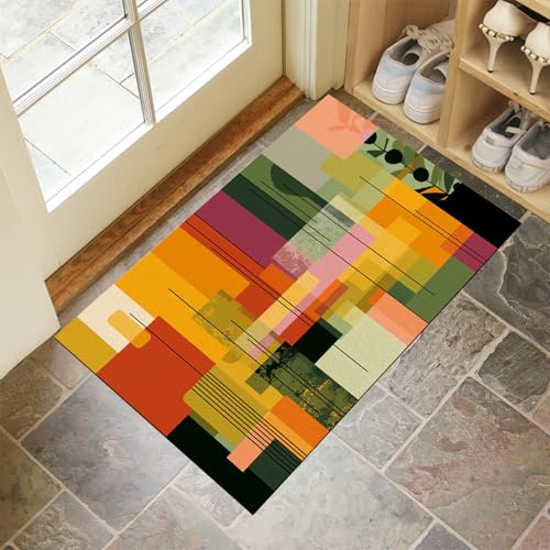 JEDTAKCT Colorblock Geometrisch Fußmatte Teppich Abstrakt Graffiti Kurzflor Fussmatte Senfgelb Türmatte rutschfest Waschbarer Retro Teppich Für Esszimmer Flur Eingangsbereich Fußabtreter 60X90Cm JEDTAKCT Colorblock Geometrisch Fußmatte Teppich Abstrakt Graffiti Kurzflor Fussmatte Senfgelb Türmatte rutschfest Waschbarer Retro Teppich Für Esszimmer Flur Eingangsbereich Fußabtreter 60X90Cm von JEDTAKCT