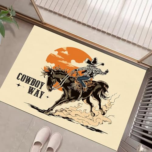 JEDTAKCT Cowboys Broncos Fussmatte Teppich 90X150Cm, Wohnzimmerteppich Schlafzimmerteppich, Beige Waschbarer Fußmatte, Western Poster Rutschfester Teppich Für Küche Flur Esszimmer JEDTAKCT Cowboys Broncos Fussmatte Teppich 90X150Cm, Wohnzimmerteppich Schlafzimmerteppich, Beige Waschbarer Fußmatte, Western Poster Rutschfester Teppich Für Küche Flur Esszimmer von JEDTAKCT