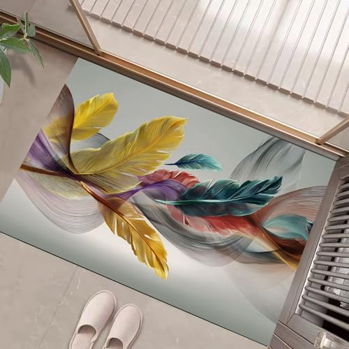 JEDTAKCT Dunkelgrau Waschbarer Teppich 3D-Federwellen Muster 80X120Cm Abstrakte Spirale Eingangsbereich Modern Fußmatte Badezimmerteppich Weich rutschfest Kleiner Kurzflor Bad Schlafzimmer von JEDTAKCT