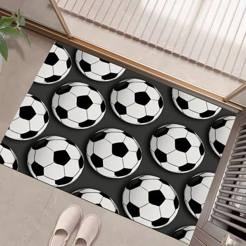 JEDTAKCT Dunkelgrau Waschbarer Teppich 3D-Fußballgeometrie Muster 80X120Cm Sportthema Eingangsbereich Modern Fußmatte Badezimmerteppich Weich rutschfest Kleiner Kurzflor Bad Schlafzimmer JEDTAKCT Dunkelgrau Waschbarer Teppich 3D-Fußballgeometrie Muster 80X120Cm Sportthema Eingangsbereich Modern Fußmatte Badezimmerteppich Weich rutschfest Kleiner Kurzflor Bad Schlafzimmer von JEDTAKCT