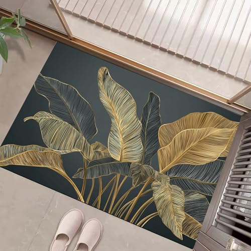 JEDTAKCT Dunkelgrau Waschbarer Teppich 3D Metall Bananenblatt Muster 90X150Cm Einfache Pflanze Eingangsbereich Modern Fußmatte Badezimmerteppich Weich rutschfest Kleiner Kurzflor Bad Schlafzimmer JEDTAKCT Dunkelgrau Waschbarer Teppich 3D Metall Bananenblatt Muster 90X150Cm Einfache Pflanze Eingangsbereich Modern Fußmatte Badezimmerteppich Weich rutschfest Kleiner Kurzflor Bad Schlafzimmer von JEDTAKCT