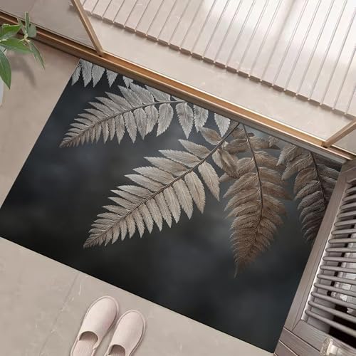 JEDTAKCT Dunkelgrau Waschbarer Teppich Vintage Farne Muster 80X120Cm Botanisches Poster Eingangsbereich Modern Fußmatte Badezimmerteppich Weich rutschfest Kleiner Kurzflor Bad Schlafzimmer JEDTAKCT Dunkelgrau Waschbarer Teppich Vintage Farne Muster 80X120Cm Botanisches Poster Eingangsbereich Modern Fußmatte Badezimmerteppich Weich rutschfest Kleiner Kurzflor Bad Schlafzimmer von JEDTAKCT