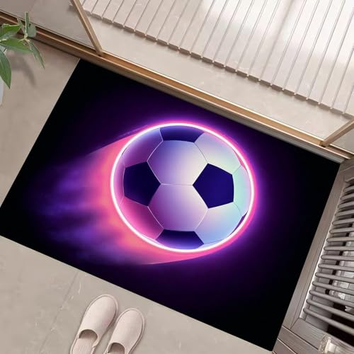 JEDTAKCT Dunkelviolett Waschbarer Teppich Neonfußball Muster 80X120Cm Fußball Poster Eingangsbereich Modern Fußmatte Badezimmerteppich Weich rutschfest Kleiner Kurzflor Bad Schlafzimmer JEDTAKCT Dunkelviolett Waschbarer Teppich Neonfußball Muster 80X120Cm Fußball Poster Eingangsbereich Modern Fußmatte Badezimmerteppich Weich rutschfest Kleiner Kurzflor Bad Schlafzimmer von JEDTAKCT