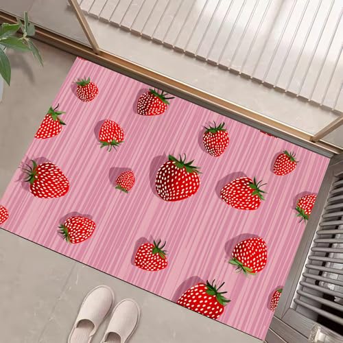 JEDTAKCT Eingangsteppich 3D Süße Erdbeere Fruchtstreifen Magenta Fußmatte Innen, rutschfeste Dauerhaft Fußmatte Waschbar Schmutz Widerstehen Türmatte Für Haustür Eingang 60X90Cm JEDTAKCT Eingangsteppich 3D Süße Erdbeere Fruchtstreifen Magenta Fußmatte Innen, rutschfeste Dauerhaft Fußmatte Waschbar Schmutz Widerstehen Türmatte Für Haustür Eingang 60X90Cm von JEDTAKCT