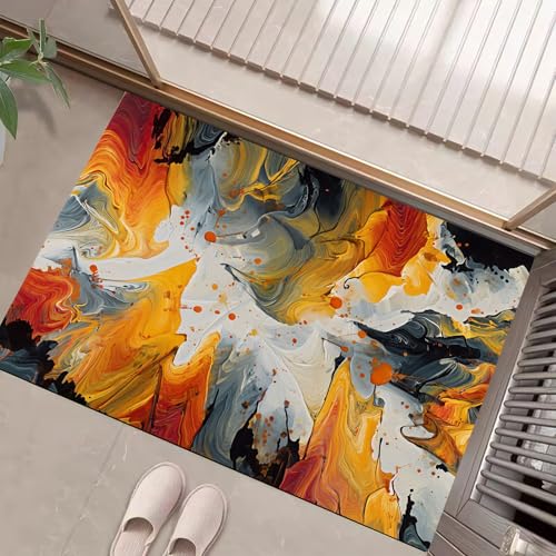 JEDTAKCT Eingangsteppich Abstrakte Welle Marmor Mit Spritzer Tinte Dunkelorange Fußmatte Innen, rutschfeste Dauerhaft Fußmatte Waschbar Schmutz Widerstehen Türmatte Für Haustür Eingang 80X120Cm JEDTAKCT Eingangsteppich Abstrakte Welle Marmor Mit Spritzer Tinte Dunkelorange Fußmatte Innen, rutschfeste Dauerhaft Fußmatte Waschbar Schmutz Widerstehen Türmatte Für Haustür Eingang 80X120Cm von JEDTAKCT