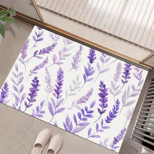 JEDTAKCT Eingangsteppich Aquarell Lavendel Einfache Blumen Hellviolett Fußmatte Innen, rutschfeste Dauerhaft Fußmatte Waschbar Schmutz Widerstehen Türmatte Für Haustür Eingang 40X60Cm JEDTAKCT Eingangsteppich Aquarell Lavendel Einfache Blumen Hellviolett Fußmatte Innen, rutschfeste Dauerhaft Fußmatte Waschbar Schmutz Widerstehen Türmatte Für Haustür Eingang 40X60Cm von JEDTAKCT
