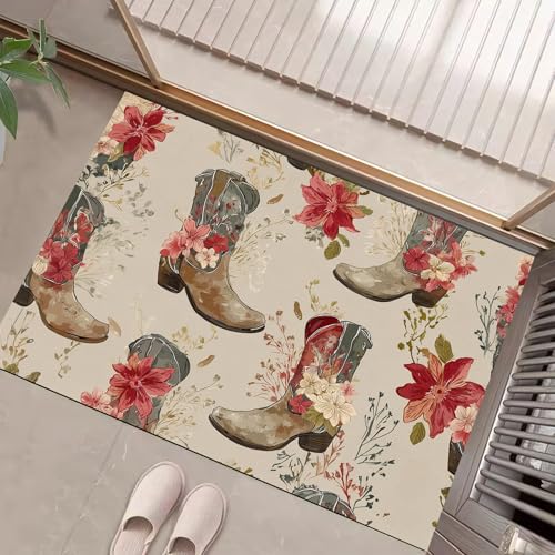 JEDTAKCT Eingangsteppich Blumen-Cowboystiefel Country Western Beige Fußmatte Innen, rutschfeste Dauerhaft Fußmatte Waschbar Schmutz Widerstehen Türmatte Für Haustür Eingang 40X60Cm JEDTAKCT Eingangsteppich Blumen-Cowboystiefel Country Western Beige Fußmatte Innen, rutschfeste Dauerhaft Fußmatte Waschbar Schmutz Widerstehen Türmatte Für Haustür Eingang 40X60Cm von JEDTAKCT