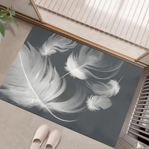 JEDTAKCT Eingangsteppich Fantasiefedern Einfache Illustration Dunkelgrau Fußmatte Innen, rutschfeste Dauerhaft Fußmatte Waschbar Schmutz Widerstehen Türmatte Für Haustür Eingang 60X90Cm JEDTAKCT Eingangsteppich Fantasiefedern Einfache Illustration Dunkelgrau Fußmatte Innen, rutschfeste Dauerhaft Fußmatte Waschbar Schmutz Widerstehen Türmatte Für Haustür Eingang 60X90Cm von JEDTAKCT
