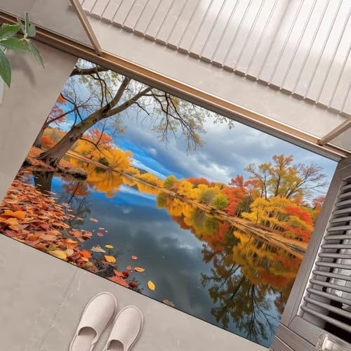 JEDTAKCT Eingangsteppich Herbstwald Seenlandschaft Orange Fußmatte Innen, rutschfeste Dauerhaft Fußmatte Waschbar Schmutz Widerstehen Türmatte Für Haustür Eingang 40X60Cm JEDTAKCT Eingangsteppich Herbstwald Seenlandschaft Orange Fußmatte Innen, rutschfeste Dauerhaft Fußmatte Waschbar Schmutz Widerstehen Türmatte Für Haustür Eingang 40X60Cm von JEDTAKCT