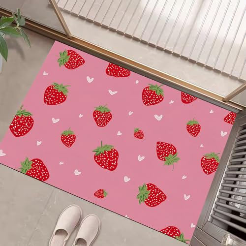 JEDTAKCT Eingangsteppich Herz Erdbeere Handgemalte Frucht Magenta Fußmatte Innen, rutschfeste Dauerhaft Fußmatte Waschbar Schmutz Widerstehen Türmatte Für Haustür Eingang 60X90Cm JEDTAKCT Eingangsteppich Herz Erdbeere Handgemalte Frucht Magenta Fußmatte Innen, rutschfeste Dauerhaft Fußmatte Waschbar Schmutz Widerstehen Türmatte Für Haustür Eingang 60X90Cm von JEDTAKCT