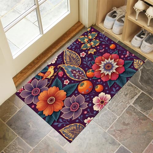 JEDTAKCT Eingangsteppich Vintage Paisley Traditionelle Blumen Dunkelviolett Fußmatte Innen, rutschfeste Dauerhaft Fußmatte Waschbar Schmutz Widerstehen Türmatte Für Haustür Eingang 90X150Cm JEDTAKCT Eingangsteppich Vintage Paisley Traditionelle Blumen Dunkelviolett Fußmatte Innen, rutschfeste Dauerhaft Fußmatte Waschbar Schmutz Widerstehen Türmatte Für Haustür Eingang 90X150Cm von JEDTAKCT
