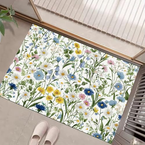 JEDTAKCT Eingangsteppich Zarte Wildblumen Frühlingspflanzen Salbeigrün Fußmatte Innen, rutschfeste Dauerhaft Fußmatte Waschbar Schmutz Widerstehen Türmatte Für Haustür Eingang 50X80Cm JEDTAKCT Eingangsteppich Zarte Wildblumen Frühlingspflanzen Salbeigrün Fußmatte Innen, rutschfeste Dauerhaft Fußmatte Waschbar Schmutz Widerstehen Türmatte Für Haustür Eingang 50X80Cm von JEDTAKCT