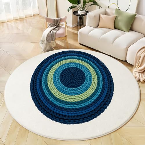 JEDTAKCT Farbverlaufsring Runder Teppiche, Waschbarer Teppich Rund 60 cm, Geflochten Geometrisch Teppich Klein, Weich Kurzflor rutschfest, Marineblau Teppiche Schlafzimmer Wohnzimmer Kinderzimmer JEDTAKCT Farbverlaufsring Runder Teppiche, Waschbarer Teppich Rund 60 cm, Geflochten Geometrisch Teppich Klein, Weich Kurzflor rutschfest, Marineblau Teppiche Schlafzimmer Wohnzimmer Kinderzimmer von JEDTAKCT