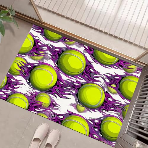 JEDTAKCT Fußmatte Für Den Innenbereich 60X90Cm, Maschinenwaschbar, Flammendes Tennis Sport Poster, Lila Grün Kleiner Teppich, rutschfest Niedriger Flor Teppiche Für Eingangsbereich Küche JEDTAKCT Fußmatte Für Den Innenbereich 60X90Cm, Maschinenwaschbar, Flammendes Tennis Sport Poster, Lila Grün Kleiner Teppich, rutschfest Niedriger Flor Teppiche Für Eingangsbereich Küche von JEDTAKCT