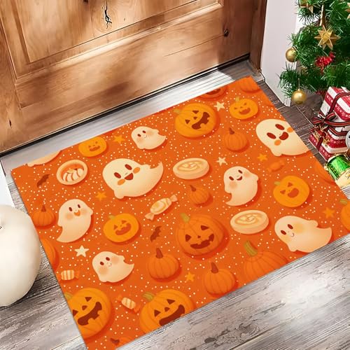 JEDTAKCT Fußmatte Geisterbonbon 60X90Cm Willkommens Fussmatte Mit Antirutsch Oberfläche - Dunkelorange Für Hauseingänge Flure Außentüren Wohnaccessoires, Süßer Gepunkteter Kürbis JEDTAKCT Fußmatte Geisterbonbon 60X90Cm Willkommens Fussmatte Mit Antirutsch Oberfläche - Dunkelorange Für Hauseingänge Flure Außentüren Wohnaccessoires, Süßer Gepunkteter Kürbis von JEDTAKCT
