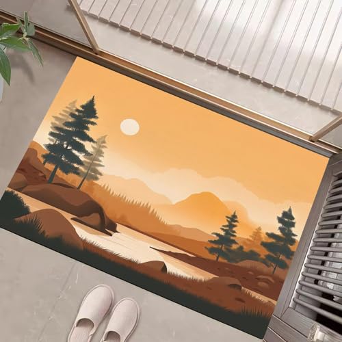 JEDTAKCT Fussmatte Innen 40X60Cm, Waldberge Schlanke rutschfeste Fußmatte Für Den Innenbereich, Landschaft Poster Fußabtreter Türmatte, Absorbiert Wasser Schmutzfangmatte, Bernstein JEDTAKCT Fussmatte Innen 40X60Cm, Waldberge Schlanke rutschfeste Fußmatte Für Den Innenbereich, Landschaft Poster Fußabtreter Türmatte, Absorbiert Wasser Schmutzfangmatte, Bernstein von JEDTAKCT