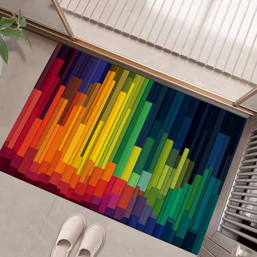 JEDTAKCT Fussmatte Innen 50X80Cm, 3D-Regenbogenstreifen Schlanke rutschfeste Fußmatte Für Den Innenbereich, Gradientengeometrie Fußabtreter Türmatte, Absorbiert Wasser Schmutzfangmatte, Marineblau JEDTAKCT Fussmatte Innen 50X80Cm, 3D-Regenbogenstreifen Schlanke rutschfeste Fußmatte Für Den Innenbereich, Gradientengeometrie Fußabtreter Türmatte, Absorbiert Wasser Schmutzfangmatte, Marineblau von JEDTAKCT
