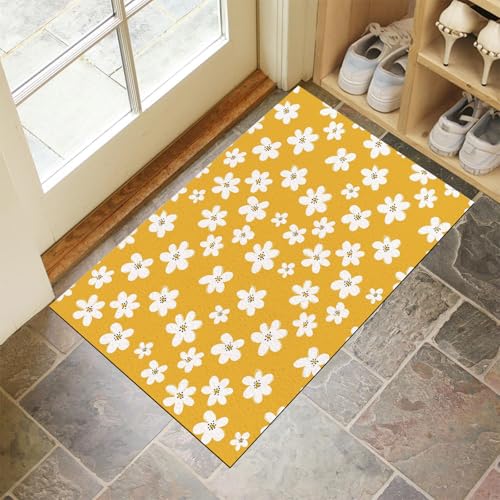 JEDTAKCT Fussmatte Innen 50X80Cm, Süße Blumen Schlanke rutschfeste Fußmatte Für Den Innenbereich, Einfaches Botanisches Poster Fußabtreter Türmatte, Absorbiert Wasser Schmutzfangmatte, Senfgelb JEDTAKCT Fussmatte Innen 50X80Cm, Süße Blumen Schlanke rutschfeste Fußmatte Für Den Innenbereich, Einfaches Botanisches Poster Fußabtreter Türmatte, Absorbiert Wasser Schmutzfangmatte, Senfgelb von JEDTAKCT