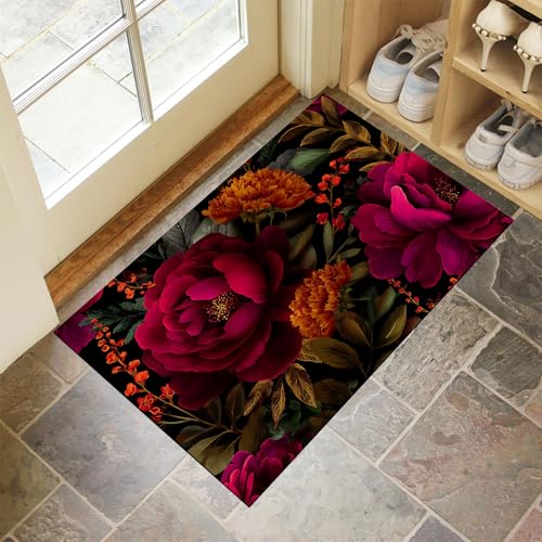 JEDTAKCT Fussmatte Innen 80X120Cm, Gothic Rose Schlanke rutschfeste Fußmatte Für Den Innenbereich, Retro Pflanzen Fußabtreter Türmatte, Absorbiert Wasser Schmutzfangmatte, Bordeauxrot JEDTAKCT Fussmatte Innen 80X120Cm, Gothic Rose Schlanke rutschfeste Fußmatte Für Den Innenbereich, Retro Pflanzen Fußabtreter Türmatte, Absorbiert Wasser Schmutzfangmatte, Bordeauxrot von JEDTAKCT