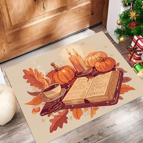 JEDTAKCT Fußmatte Kürbis Kaffee Buch 90X150Cm Willkommens Fussmatte Mit Antirutsch Oberfläche - Braun Für Hauseingänge Flure Außentüren Wohnaccessoires, Herbstillustration JEDTAKCT Fußmatte Kürbis Kaffee Buch 90X150Cm Willkommens Fussmatte Mit Antirutsch Oberfläche - Braun Für Hauseingänge Flure Außentüren Wohnaccessoires, Herbstillustration von JEDTAKCT