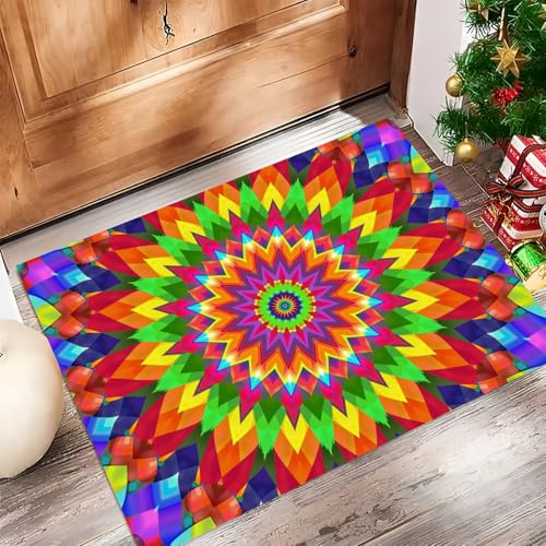 JEDTAKCT Fußmatte Optische Täuschungsgeometrie 80X120Cm Willkommens Fussmatte Mit Antirutsch Oberfläche - Orange Für Hauseingänge Flure Außentüren Wohnaccessoires, Abstrakte Blumen JEDTAKCT Fußmatte Optische Täuschungsgeometrie 80X120Cm Willkommens Fussmatte Mit Antirutsch Oberfläche - Orange Für Hauseingänge Flure Außentüren Wohnaccessoires, Abstrakte Blumen von JEDTAKCT