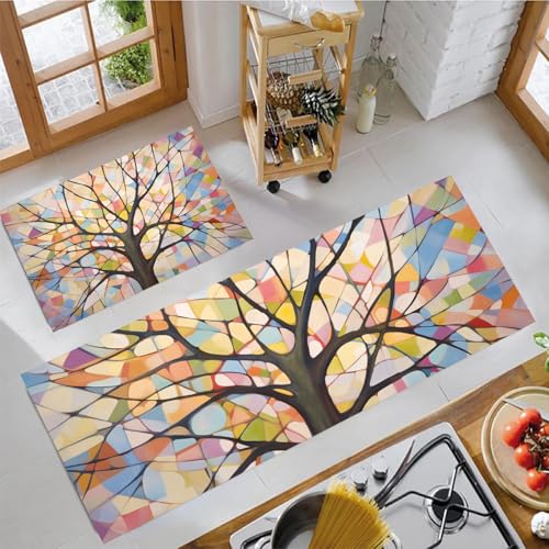 JEDTAKCT Geometrischer Baum Küchenteppich Sets 2 Stück Flur Läufer Böhmische Glasmalerei Muster Teppichläufer Creme Küchenläufer Teppiche rutschfest Waschbar Für Bettvorleger 40X60Cm+40X120Cm JEDTAKCT Geometrischer Baum Küchenteppich Sets 2 Stück Flur Läufer Böhmische Glasmalerei Muster Teppichläufer Creme Küchenläufer Teppiche rutschfest Waschbar Für Bettvorleger 40X60Cm+40X120Cm von JEDTAKCT