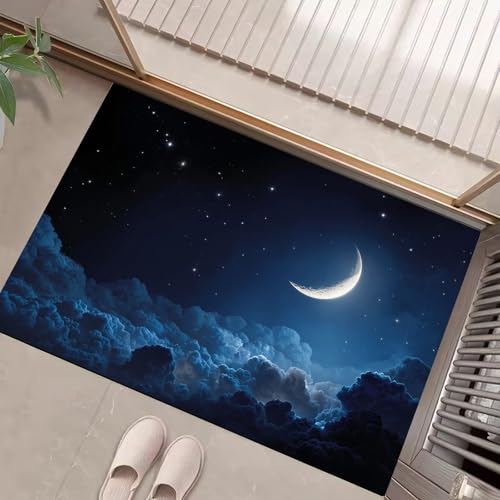 JEDTAKCT Halbmond Wolkenmeer Fußmatte Teppich Fantasie-Nachthimmel Kurzflor Fussmatte Marineblau Türmatte rutschfest Waschbarer Retro Teppich Für Esszimmer Flur Eingangsbereich Fußabtreter 40X60Cm JEDTAKCT Halbmond Wolkenmeer Fußmatte Teppich Fantasie-Nachthimmel Kurzflor Fussmatte Marineblau Türmatte rutschfest Waschbarer Retro Teppich Für Esszimmer Flur Eingangsbereich Fußabtreter 40X60Cm von JEDTAKCT