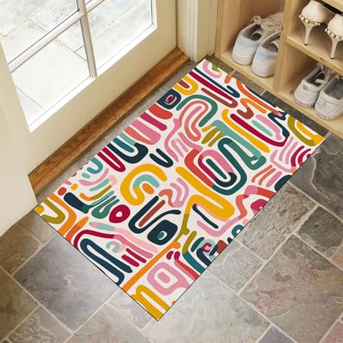 JEDTAKCT Handgezeichnete Streifen Teppich Wohnzimmer Schlafzimmer Böhmische Graffiti Waschbare Fußmatte Innen Pink Orange Kurzflor rutschfest Dünne Fussmatte Schmutzfangmatte Für Küche 90X150Cm JEDTAKCT Handgezeichnete Streifen Teppich Wohnzimmer Schlafzimmer Böhmische Graffiti Waschbare Fußmatte Innen Pink Orange Kurzflor rutschfest Dünne Fussmatte Schmutzfangmatte Für Küche 90X150Cm von JEDTAKCT