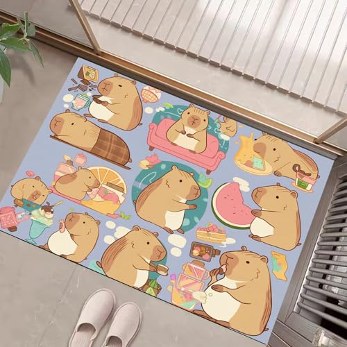 JEDTAKCT Hellblau Waschbarer Teppich Capybara Dessert Muster 80X120Cm Süße Tiere Eingangsbereich Modern Fußmatte Badezimmerteppich Weich rutschfest Kleiner Kurzflor Bad Schlafzimmer JEDTAKCT Hellblau Waschbarer Teppich Capybara Dessert Muster 80X120Cm Süße Tiere Eingangsbereich Modern Fußmatte Badezimmerteppich Weich rutschfest Kleiner Kurzflor Bad Schlafzimmer von JEDTAKCT